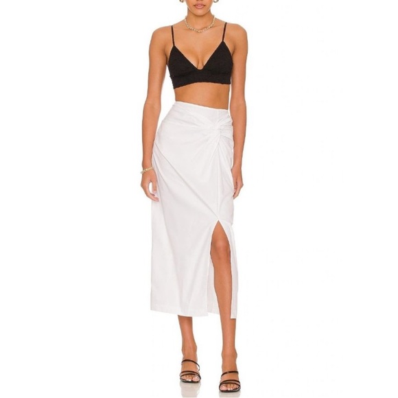 ANINE BING Edna Twist Front Midi Skirt White - NWT - Size Medium - Picture 1 of 6